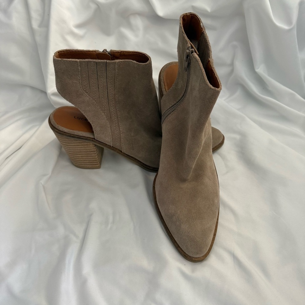 NWOT Lucky Brand Shyna Open Back Block Heel Bootie